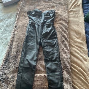 Faux leather corset jumpsuit - strapless size small